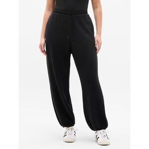 Athleta Black Fleece Jogger Sweatpants High Waisted Drawstring Pockets XS